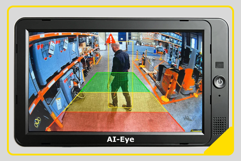 AI-Eye Bildschirm mit eingeblendeter Sicherheitszone