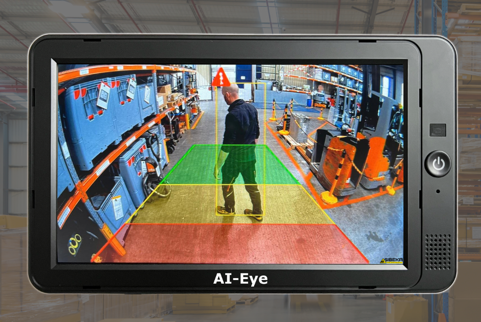 7 Zoll Monitor des SIBEKA AI-Eye mit Sichheitsbereichen
